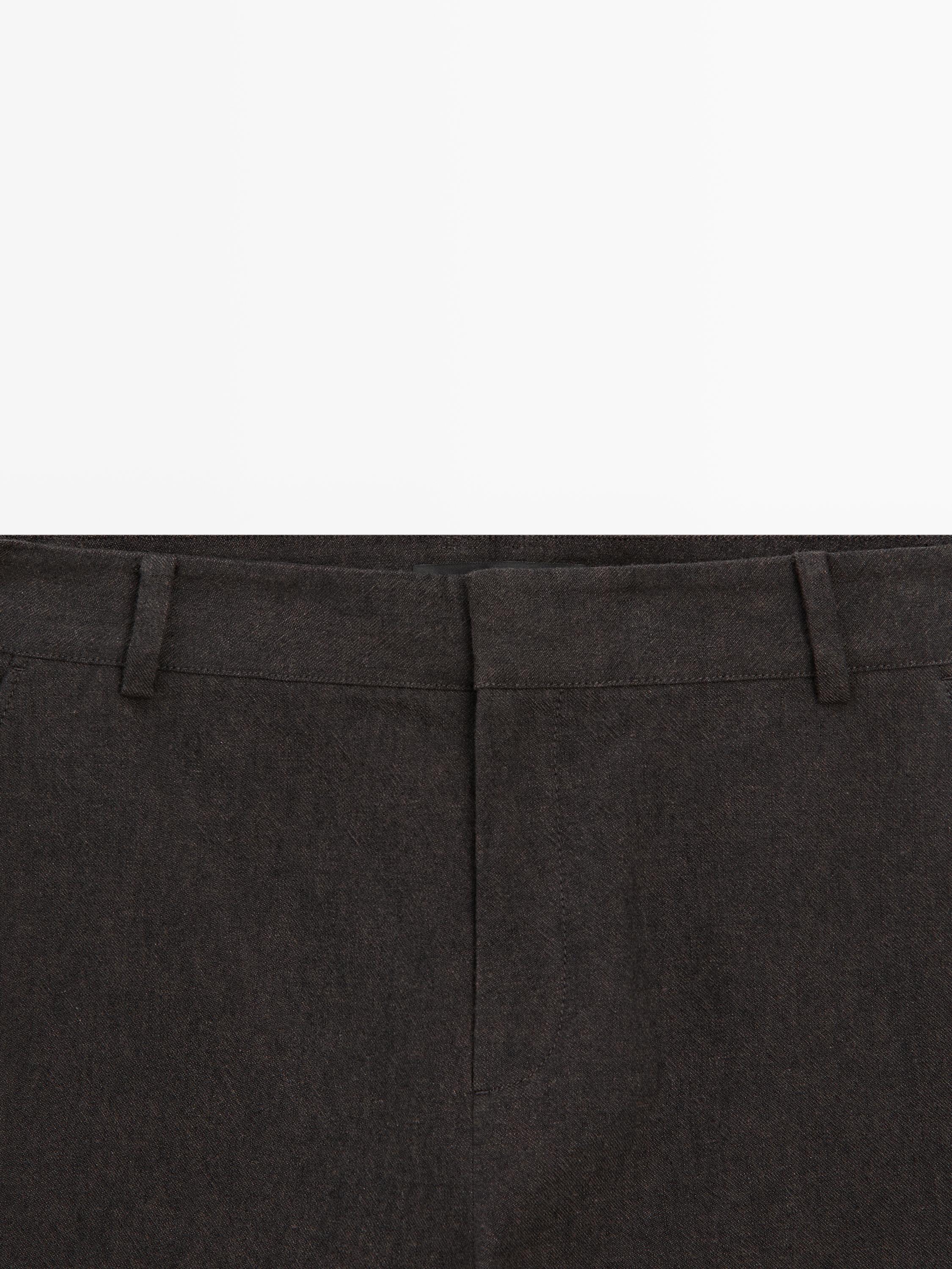 Slim fit linen blend trousers
